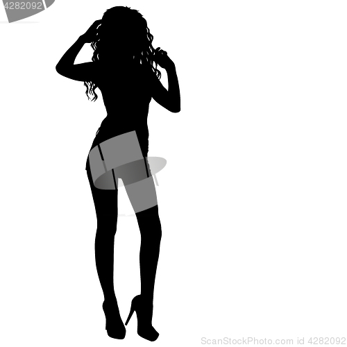 Image of Beautiful fashion girl silhouette on a white background