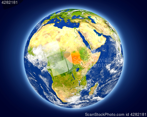 Image of South Sudan on planet Earth