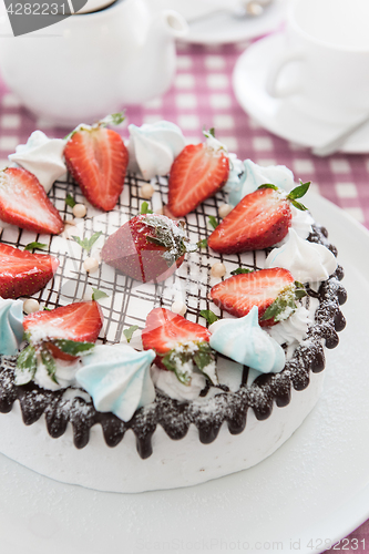 Image of Tasty strawberry cream cake