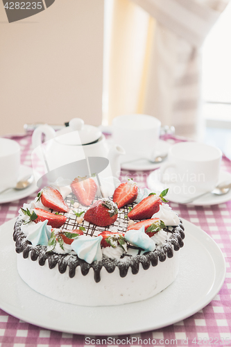 Image of Tasty strawberry cream cake