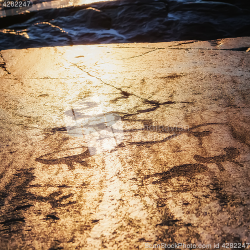 Image of Petroglyphs At Sunset