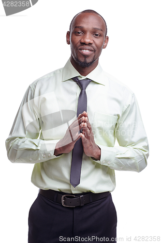 Image of portrait of handsome young black african smiling man