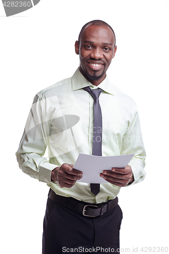 Image of portrait of handsome young black african smiling man