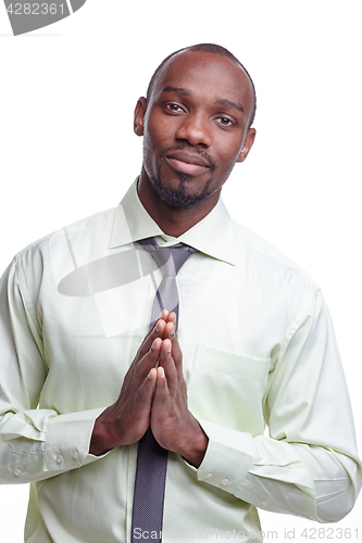 Image of portrait of handsome young black african smiling man