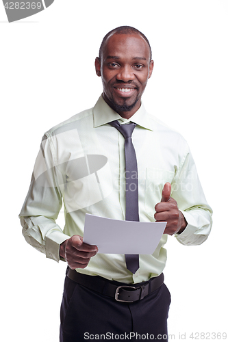 Image of portrait of handsome young black african smiling man