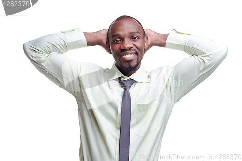 Image of portrait of handsome young black african smiling man