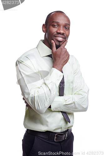 Image of portrait of handsome young black african smiling man