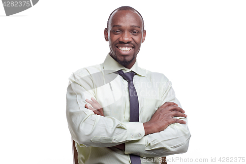 Image of portrait of handsome young black african smiling man