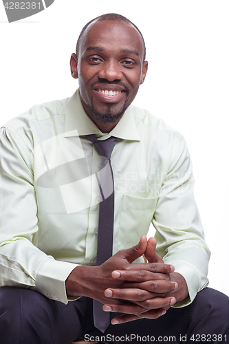 Image of portrait of handsome young black african smiling man