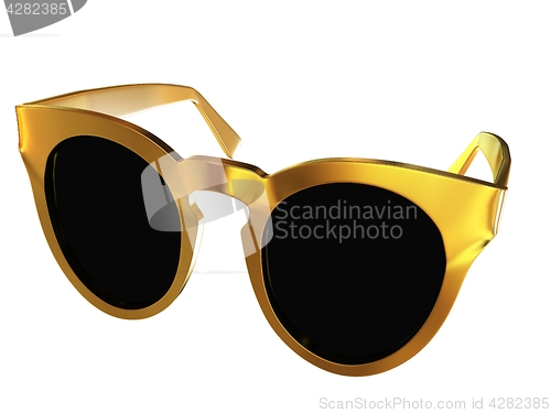 Image of Cool gold sunglasses. 3d illustration