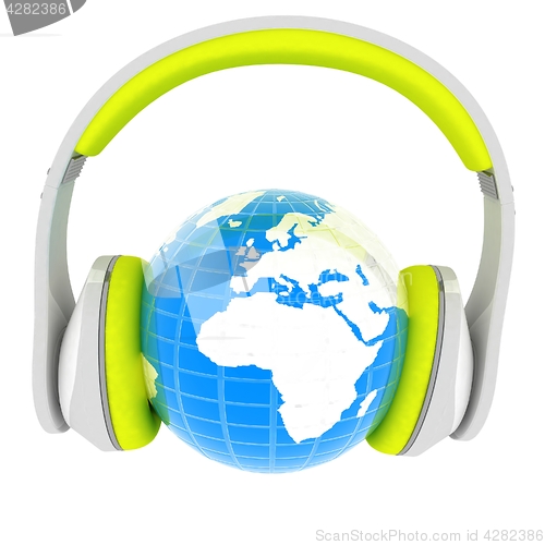 Image of Abstract symbol music and earth. 3d illustration