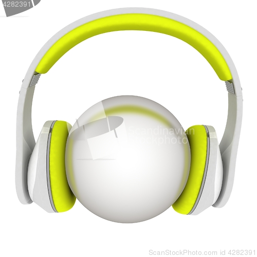 Image of Headphones with metal ball. 3d illustration