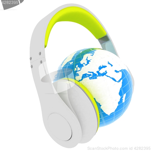 Image of Abstract symbol music and earth. 3d illustration