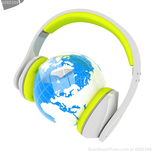 Image of Abstract symbol music and earth. 3d illustration