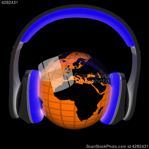 Image of Abstract symbol music and earth. 3d illustration