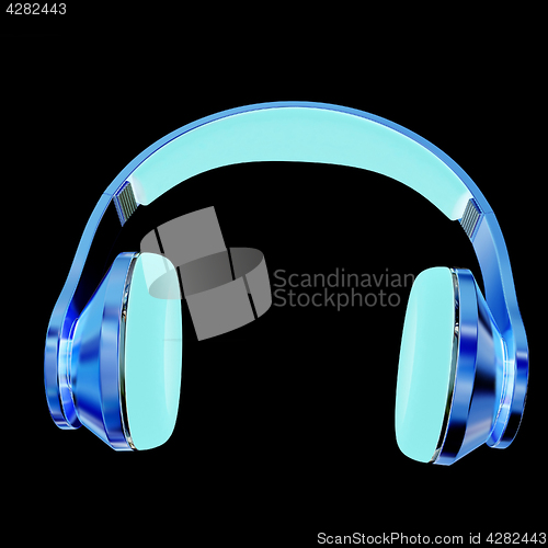 Image of Golden headphones. 3d illustration