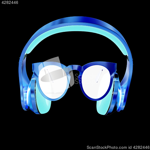 Image of Sunglasses and headphone for your face. 3d illustration