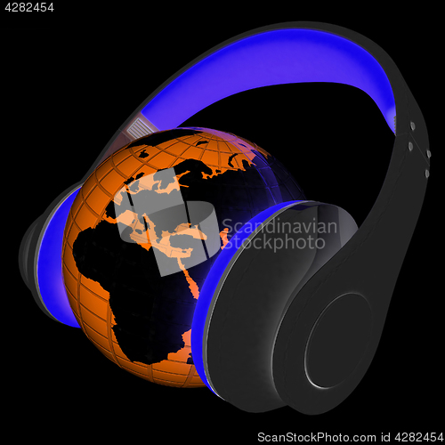 Image of Abstract symbol music and earth. 3d illustration