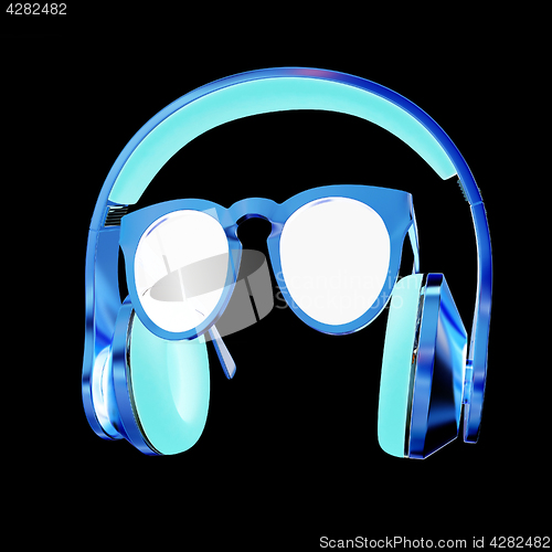 Image of Sunglasses and headphone for your face. 3d illustration