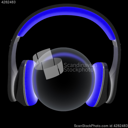 Image of Headphones with metal ball. 3d illustration
