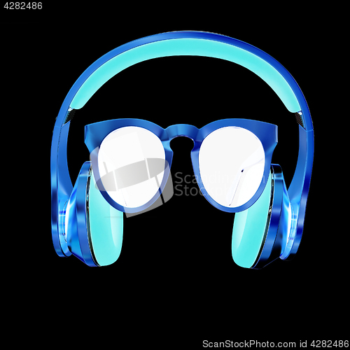 Image of Sunglasses and headphone for your face. 3d illustration