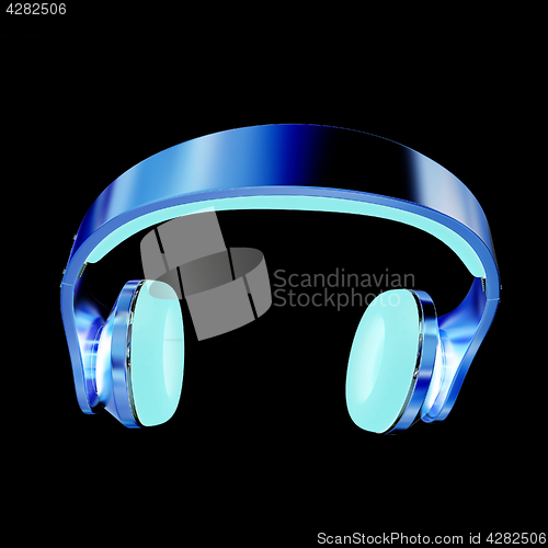 Image of Golden headphones. 3d illustration