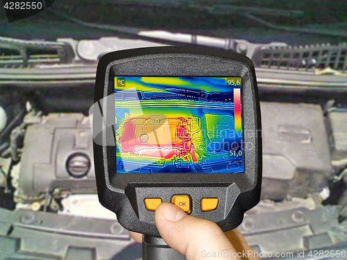 Image of Recording Car Engine After driving, With Thermal Camera