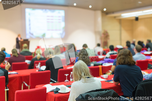 Image of Audience in lecture hall on scientific conference.