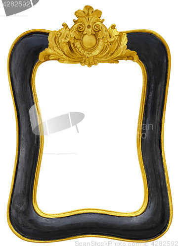 Image of Black golden vintage picture frame isolated on white background 