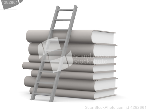 Image of Pile of white books with a stair