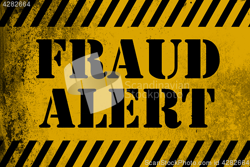 Image of Fraud Alert sign yellow with stripes