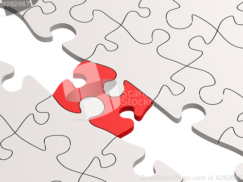 Image of Red puzzle as a bridge with a white parts