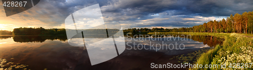 Image of Lake at sunset panorama