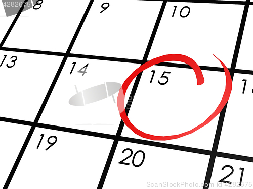 Image of Calendar with the 15th day circled