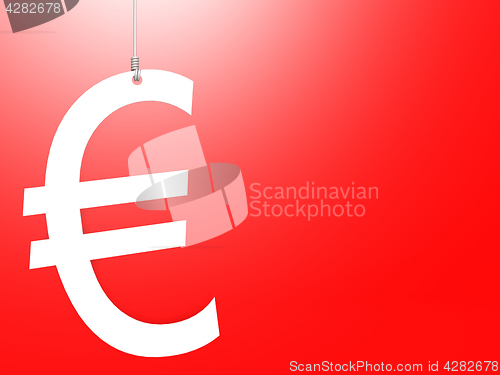 Image of Euro sign hang with red background 