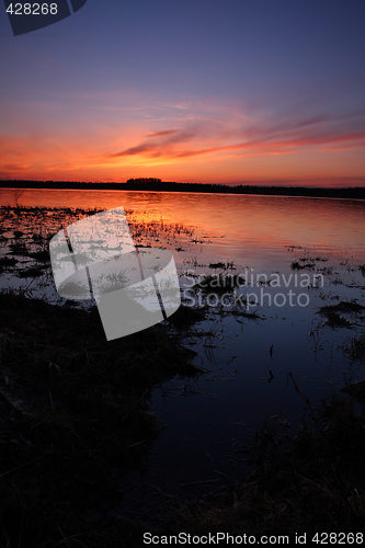 Image of Sunset over lake