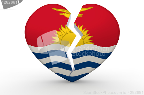 Image of Broken white heart shape with Kiribati flag