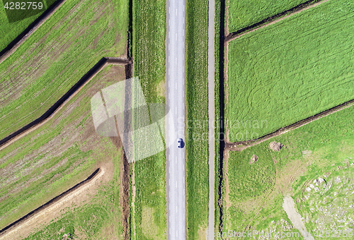 Image of Aerial of a country road