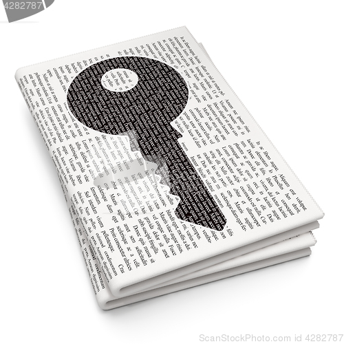 Image of Protection concept: Key on Newspaper background