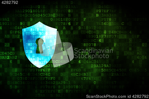 Image of Security concept: Shield With Keyhole on digital background