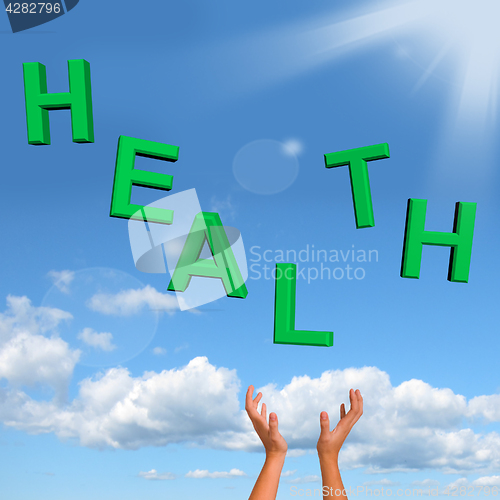 Image of Catching Health Word Showing A Healthy Condition