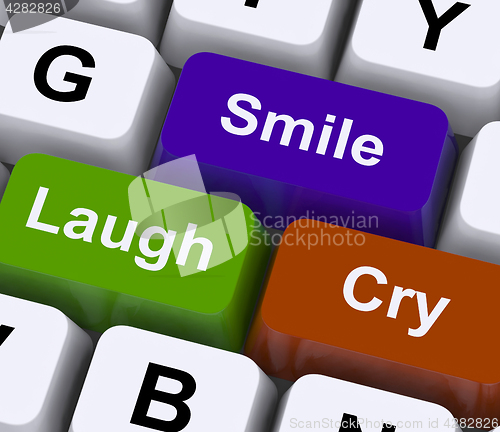 Image of Laugh Cry Smile Keys Represent Different Emotions
