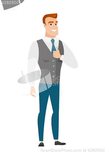 Image of Businessman giving thumb up vector illustration.