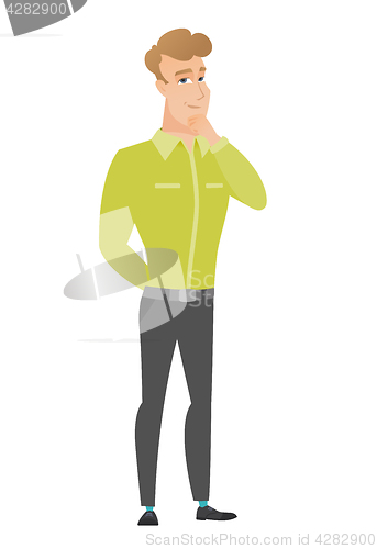 Image of Caucasian businessman thinking vector illustration