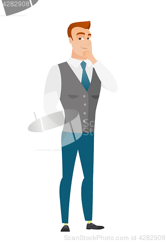 Image of Caucasian businessman thinking vector illustration