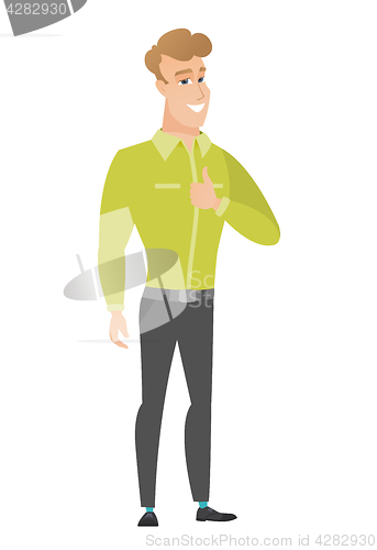 Image of Businessman giving thumb up vector illustration.