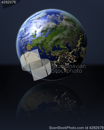 Image of Europe on globe