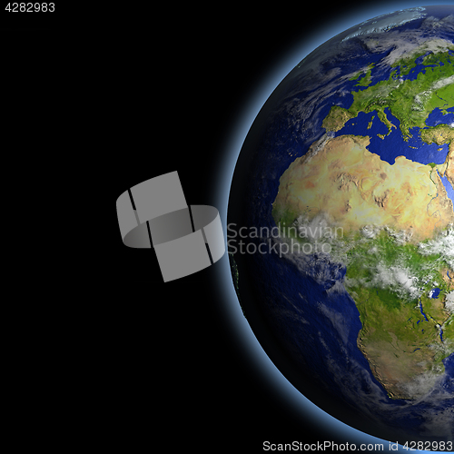 Image of Europe and Africa from space