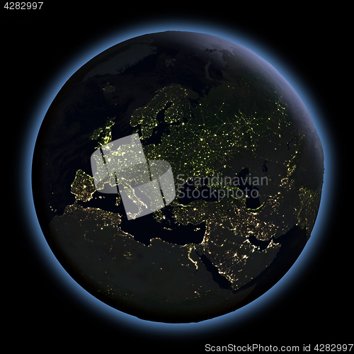 Image of Europe from space at night