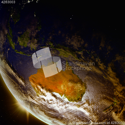 Image of Sunset above Australia from space